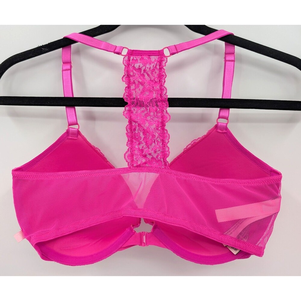 Victoria's Secret Bra 34D Hot Pink Front Close Push Up - Picture 4 of 6